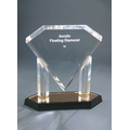 Floating Diamond Acrylic Gold Reflective w/ Black Base - 10"